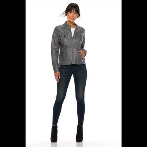 NWT Apt. 9 Faux Leather Moto Gray Jacket
